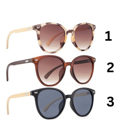 Round Bamboo Sunglasses Three Styles - Picture 2 of 2
